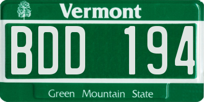 VT license plate BDD194