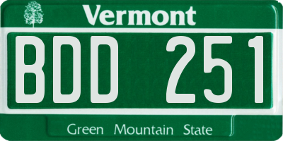 VT license plate BDD251