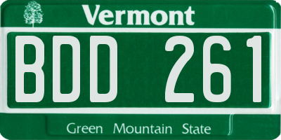 VT license plate BDD261