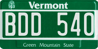 VT license plate BDD540