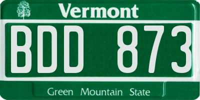 VT license plate BDD873
