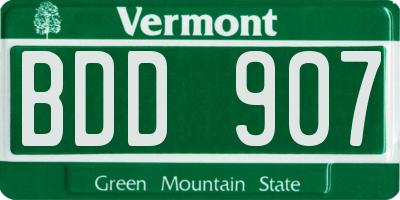 VT license plate BDD907