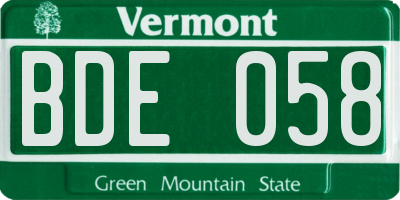 VT license plate BDE058