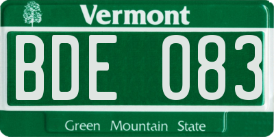 VT license plate BDE083
