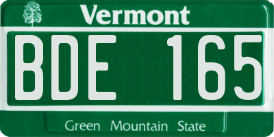 VT license plate BDE165