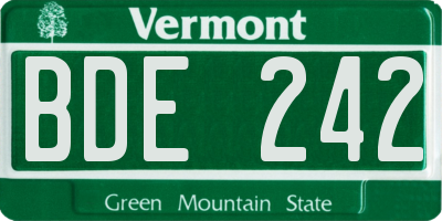 VT license plate BDE242