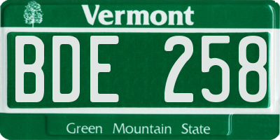 VT license plate BDE258