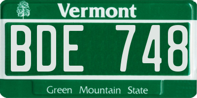 VT license plate BDE748