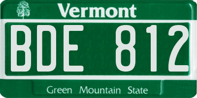 VT license plate BDE812