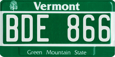 VT license plate BDE866