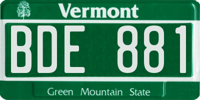 VT license plate BDE881