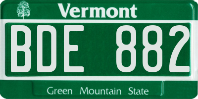 VT license plate BDE882