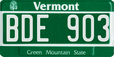 VT license plate BDE903