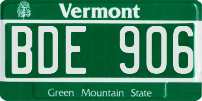 VT license plate BDE906