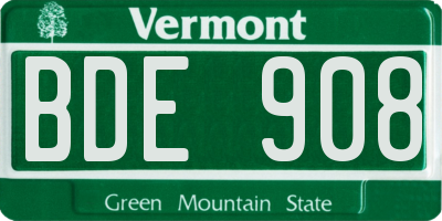 VT license plate BDE908