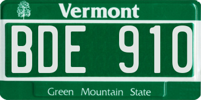 VT license plate BDE910