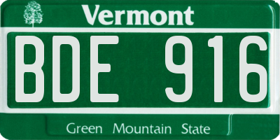 VT license plate BDE916