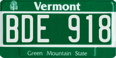 VT license plate BDE918