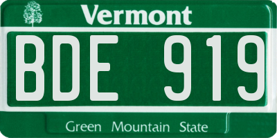 VT license plate BDE919