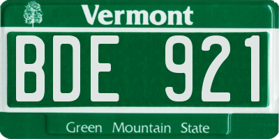 VT license plate BDE921