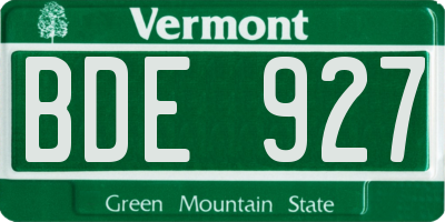 VT license plate BDE927