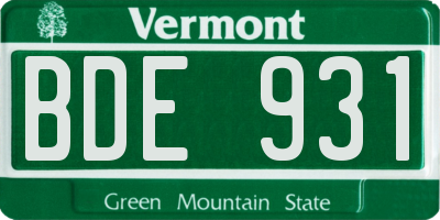 VT license plate BDE931