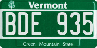 VT license plate BDE935