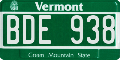 VT license plate BDE938
