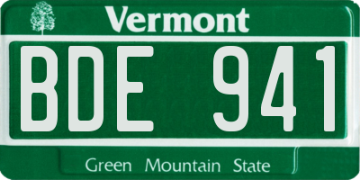 VT license plate BDE941