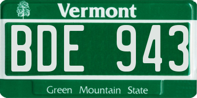 VT license plate BDE943
