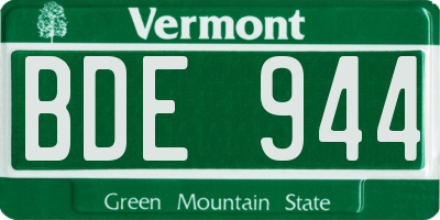 VT license plate BDE944