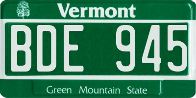 VT license plate BDE945