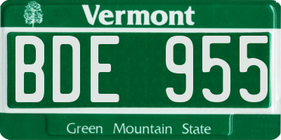 VT license plate BDE955