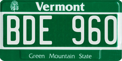 VT license plate BDE960