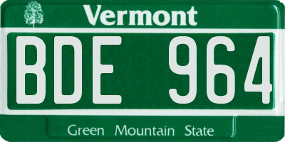 VT license plate BDE964