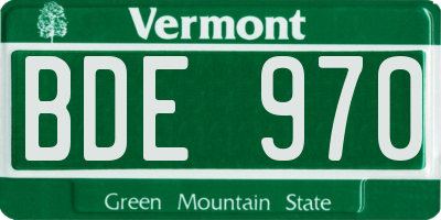 VT license plate BDE970