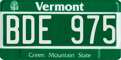 VT license plate BDE975