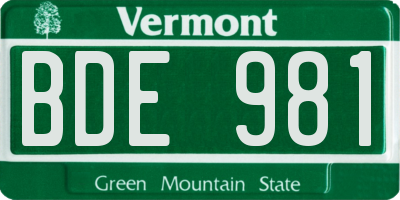 VT license plate BDE981