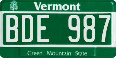 VT license plate BDE987