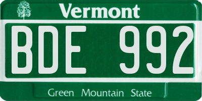VT license plate BDE992