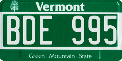 VT license plate BDE995