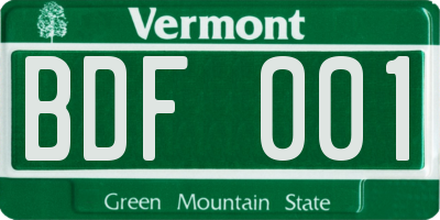 VT license plate BDF001