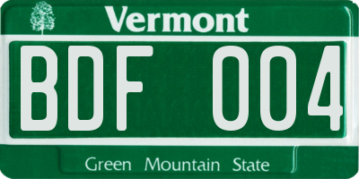 VT license plate BDF004