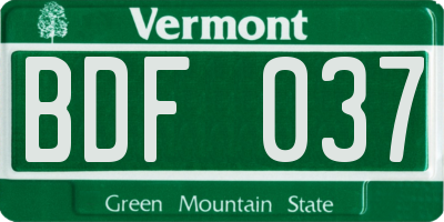 VT license plate BDF037