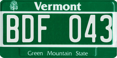 VT license plate BDF043