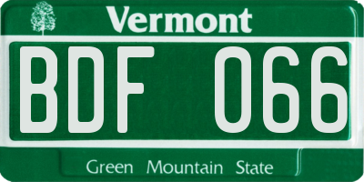 VT license plate BDF066