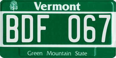 VT license plate BDF067