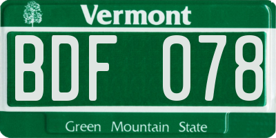 VT license plate BDF078