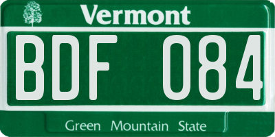 VT license plate BDF084