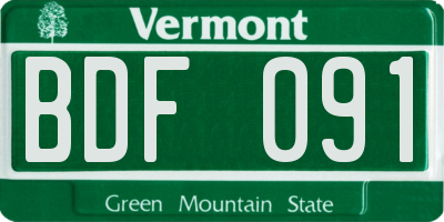 VT license plate BDF091